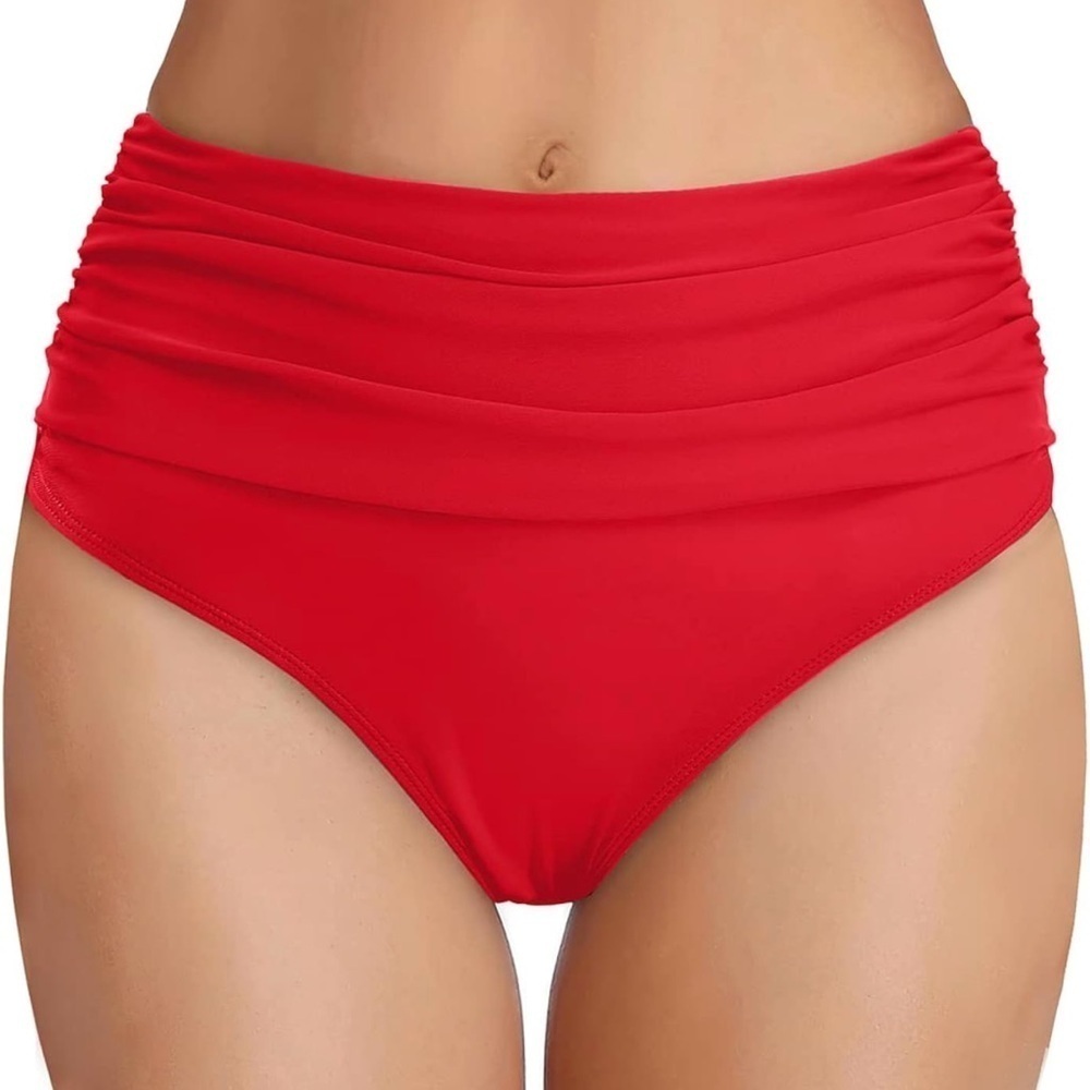 Tempt Me Women bottoms Vintage Ruched High Waist Bikini with Bottom size S A62